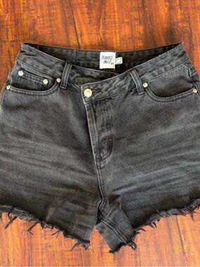 Princess Polly Black Cross Over Denim Shorts